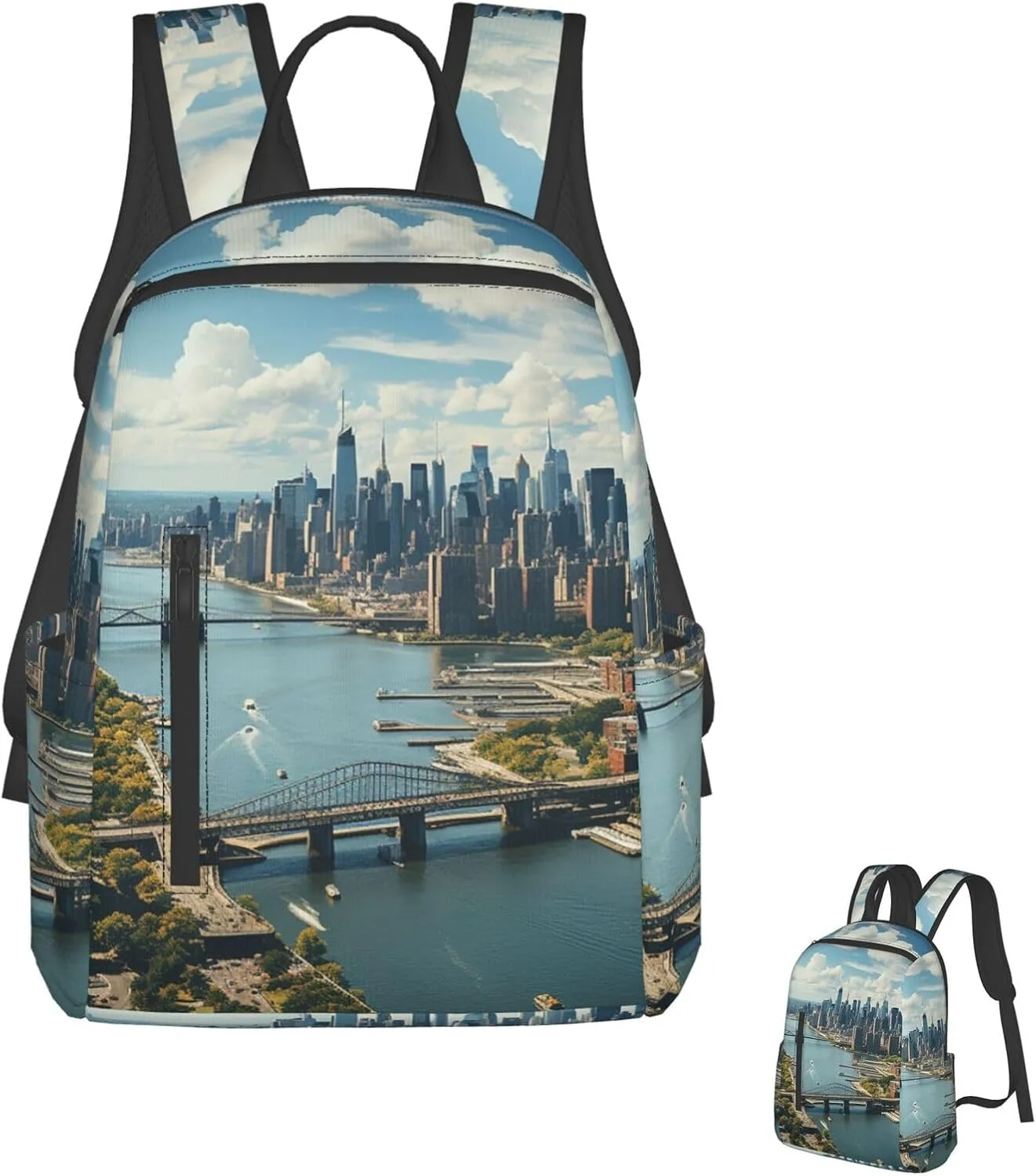 Laptop Backpack Lightweight Travel Backpack Penthouse View Over New York Manhattan Computer Bag Hiking Daypack for Men Women