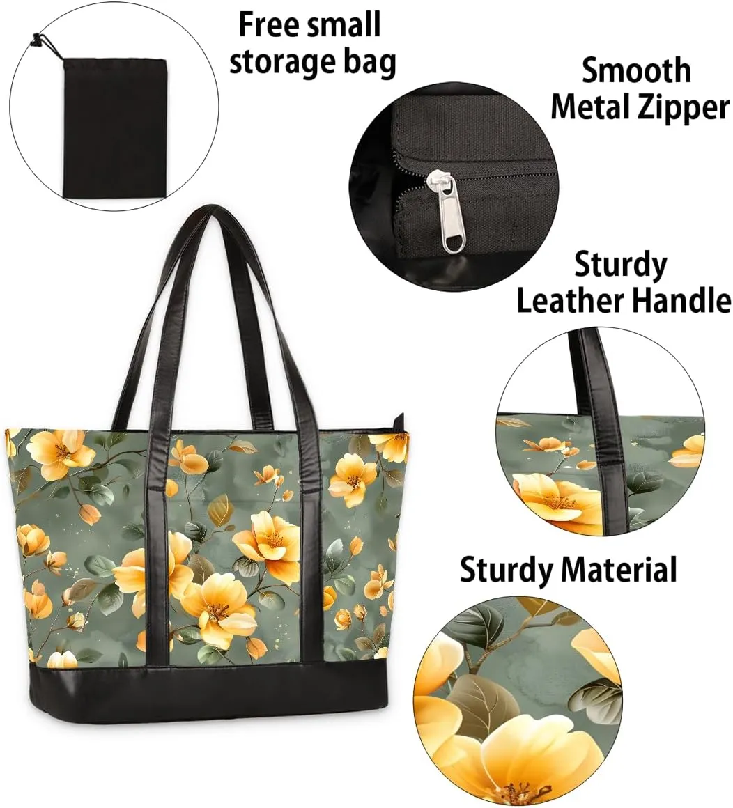 Laptop Tote Bag for Women Girls Large Canvas Shoulder Bag