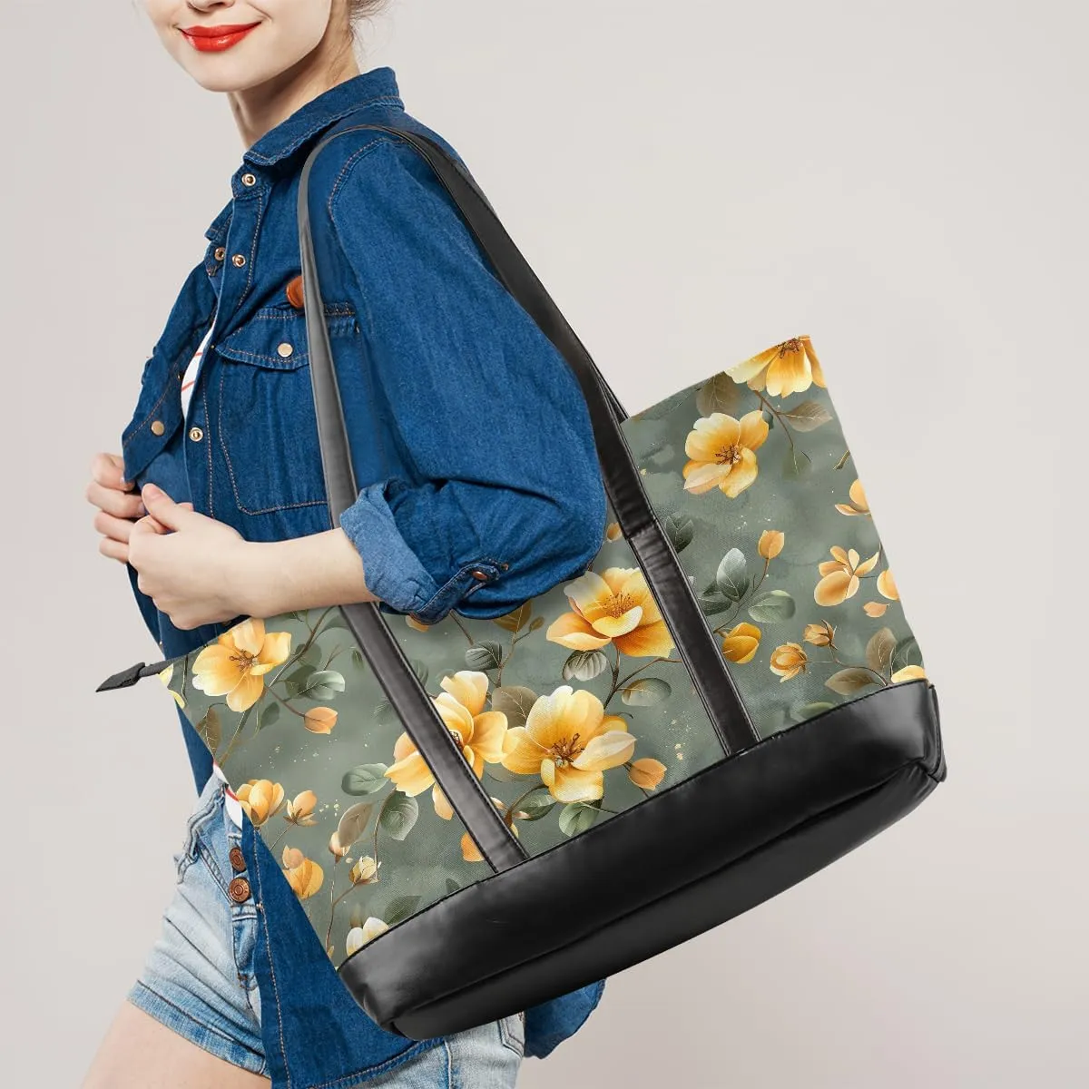 Laptop Tote Bag for Women Girls Large Canvas Shoulder Bag
