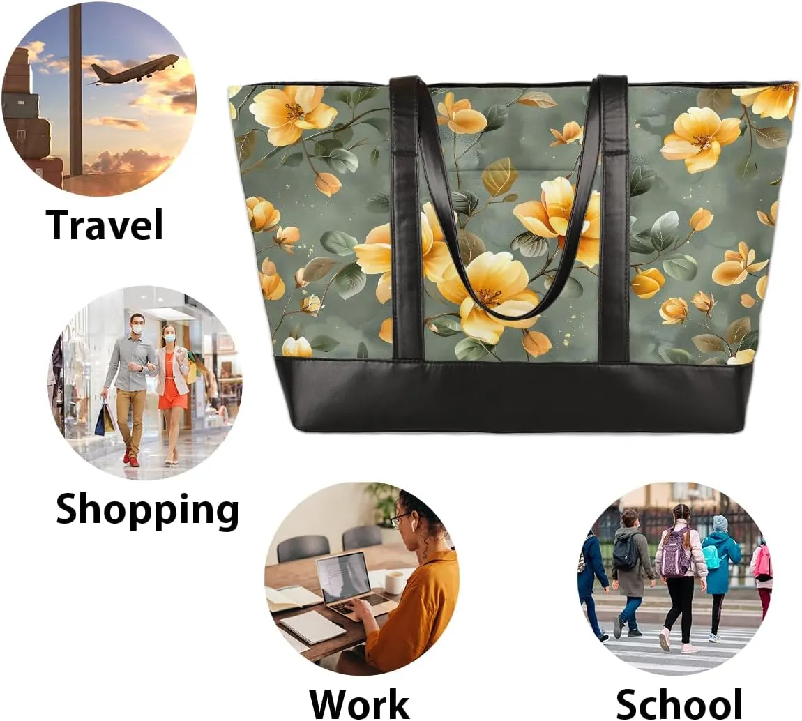 Laptop Tote Bag for Women Girls Large Canvas Shoulder Bag