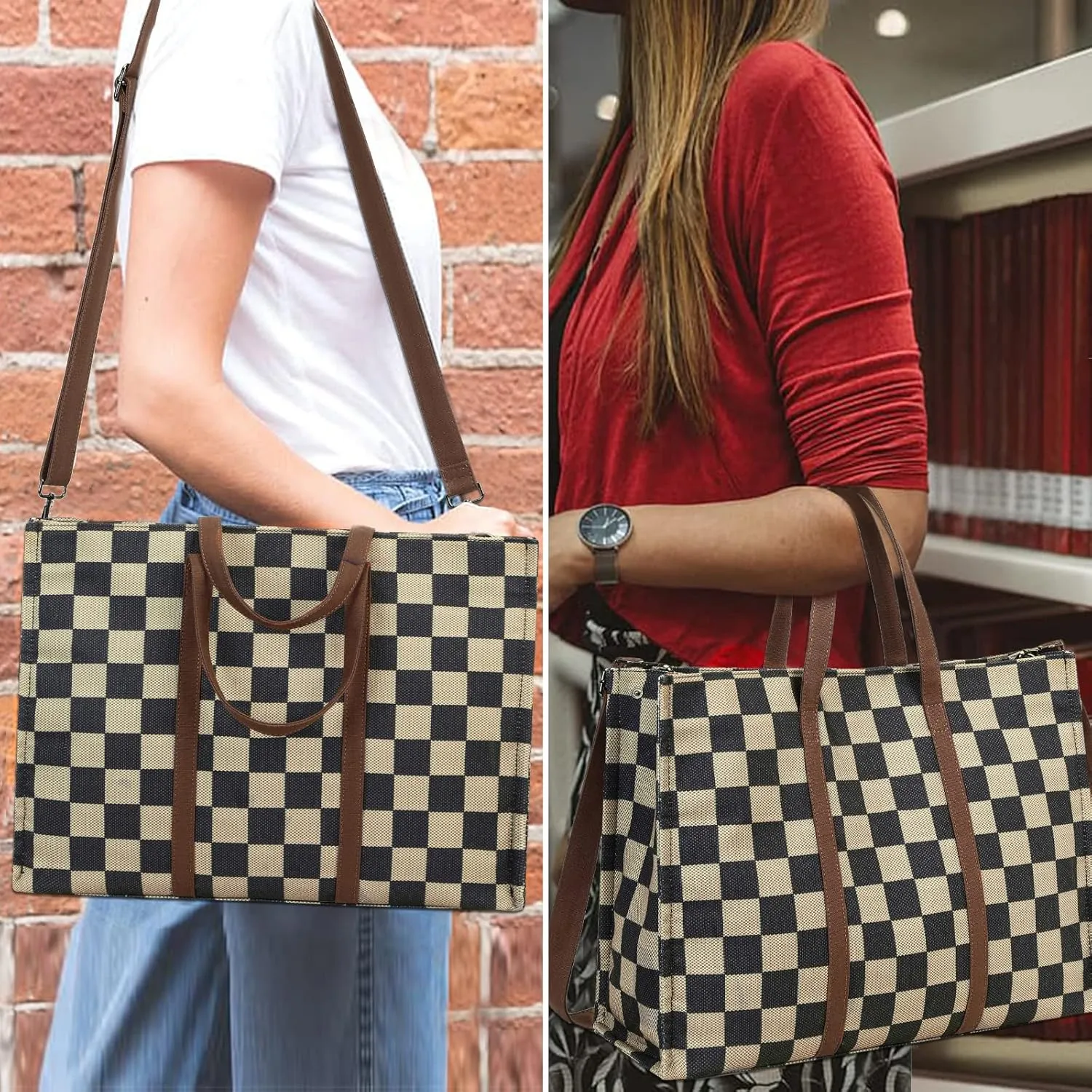 Laptop Tote Bag for Women Work 15.6 inch Canvas Shoulder Bags Computer Messenger Purse Teacher Handbag Office Briefcase
