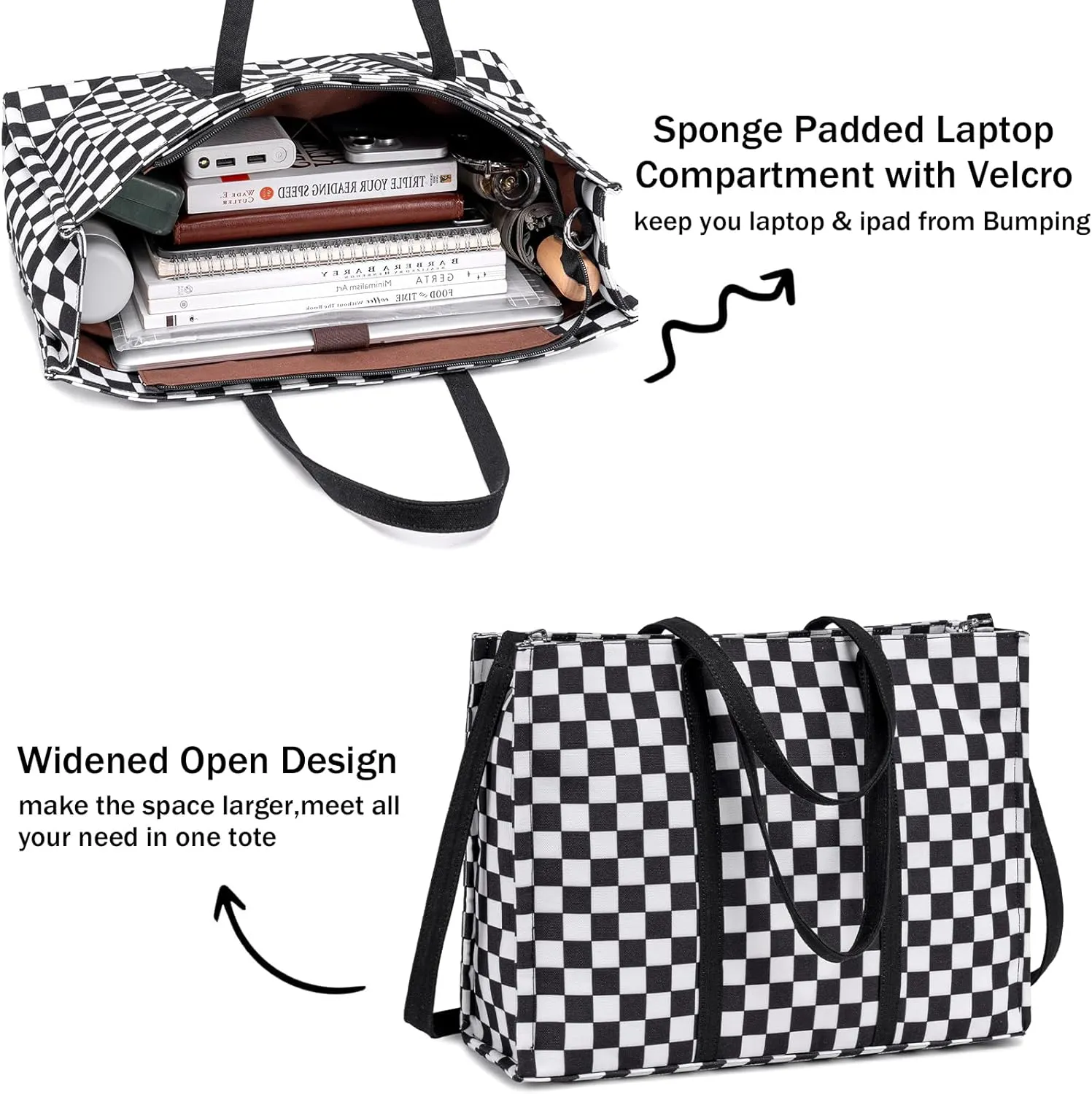 Laptop Tote Bag for Women Work 15.6 inch Canvas Shoulder Bags Computer Messenger Purse Teacher Handbag Office Briefcase