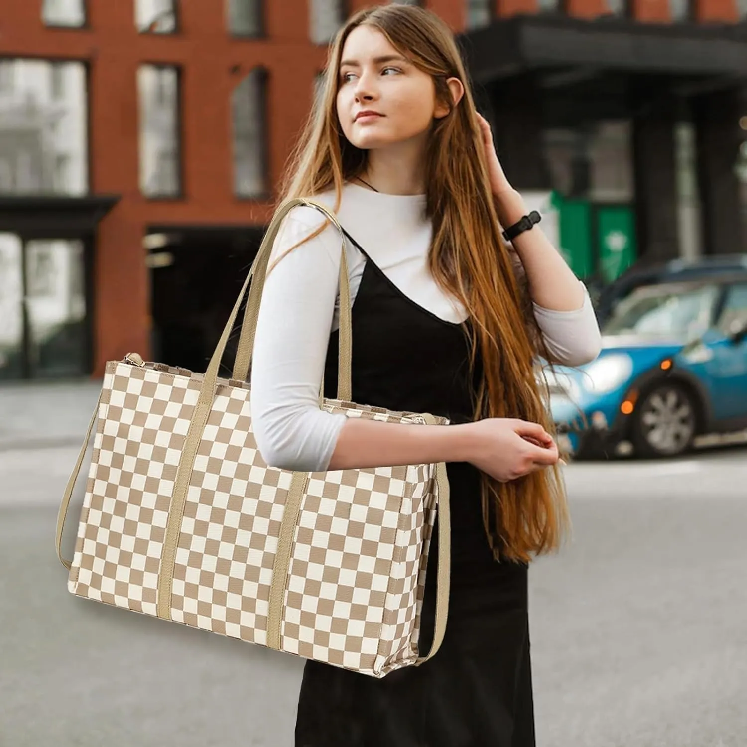 Laptop Tote Bag for Women Work 15.6 inch Canvas Shoulder Bags Computer Messenger Purse Teacher Handbag Office Briefcase