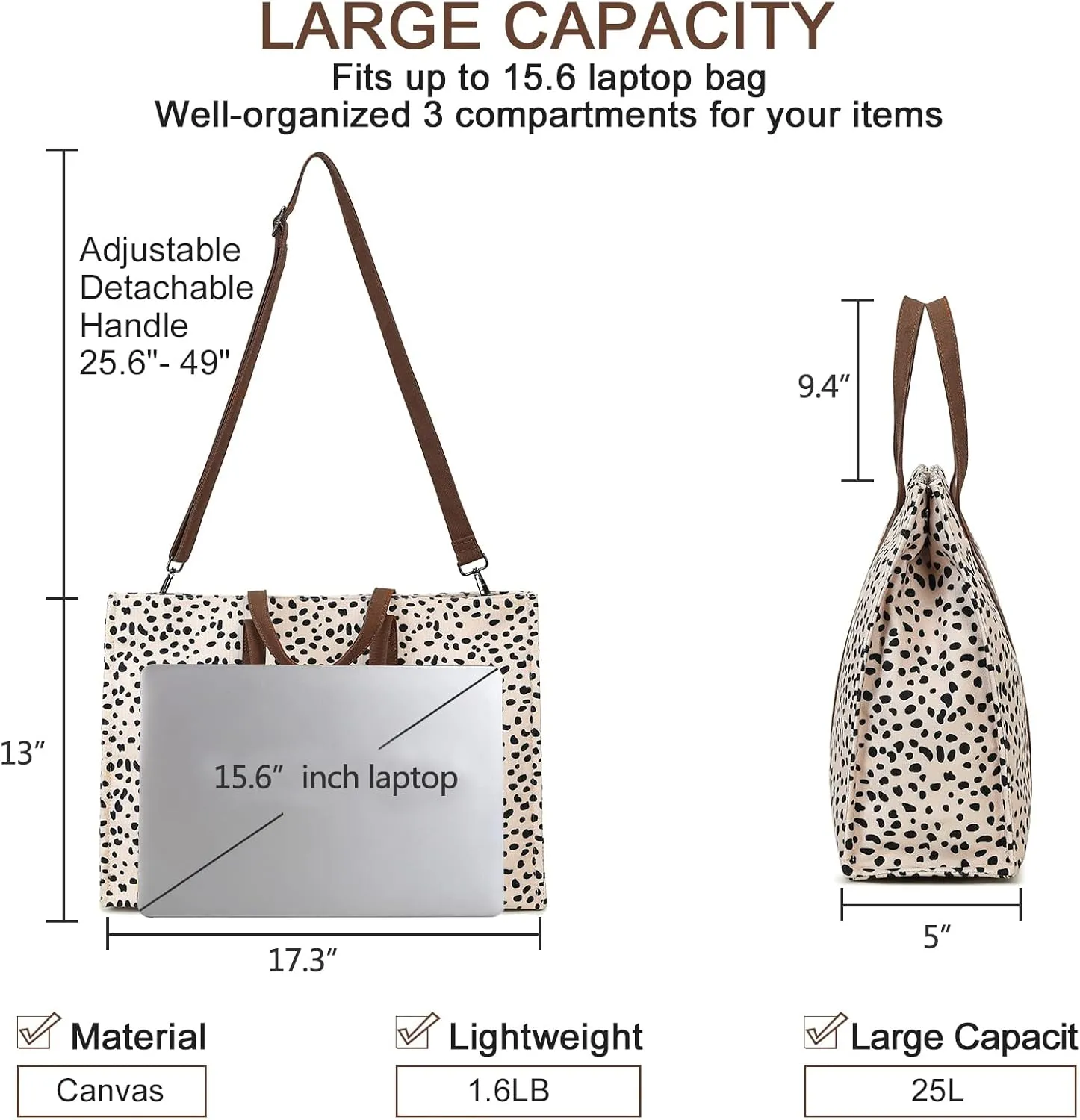 Laptop Tote Bag for Women Work 15.6 inch Canvas Shoulder Bags Computer Messenger Purse Teacher Handbag Office Briefcase
