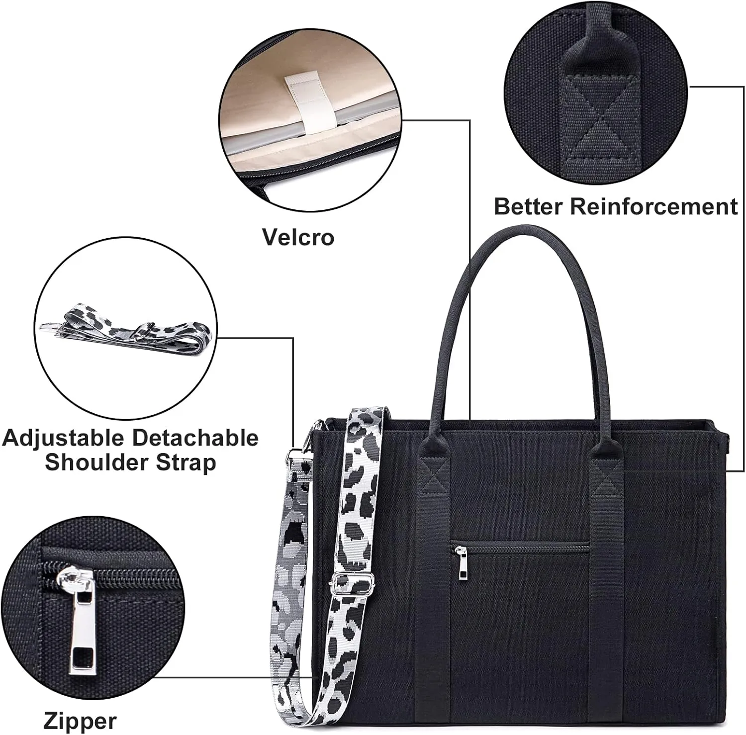 Laptop Tote Bag for Women Work 15.6 inch Canvas Shoulder Bags Computer Messenger Purse Teacher Handbag Office Briefcase