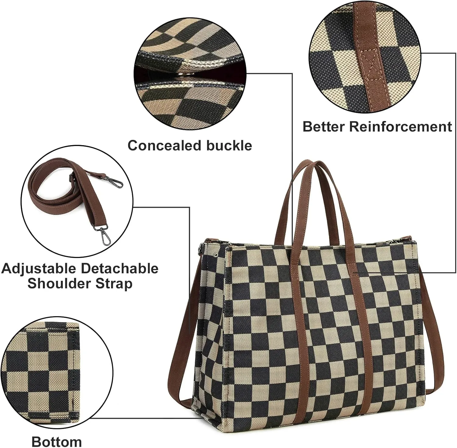 Laptop Tote Bag for Women Work 15.6 inch Canvas Shoulder Bags Computer Messenger Purse Teacher Handbag Office Briefcase