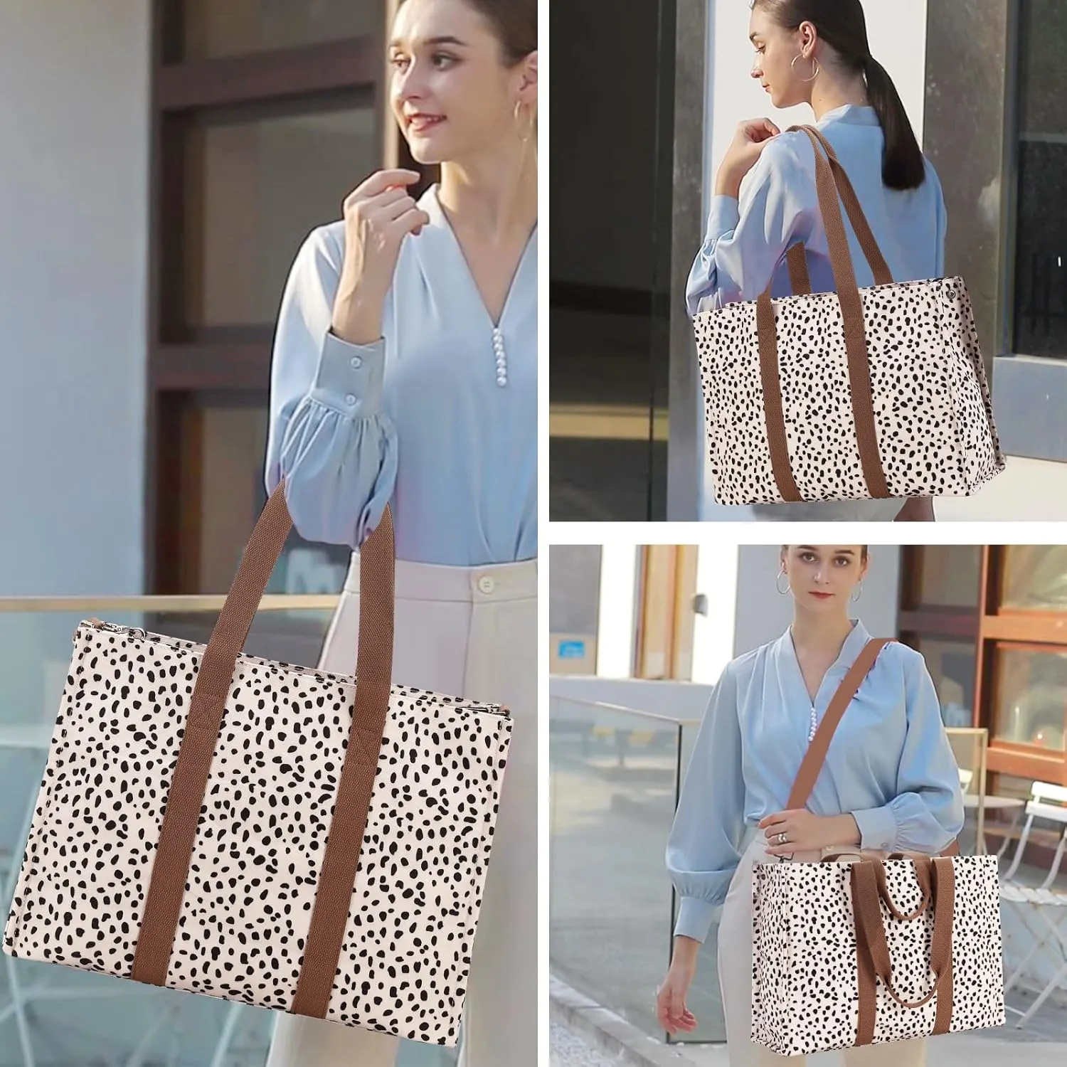 Laptop Tote Bag for Women Work 15.6 inch Canvas Shoulder Bags Computer Messenger Purse Teacher Handbag Office Briefcase