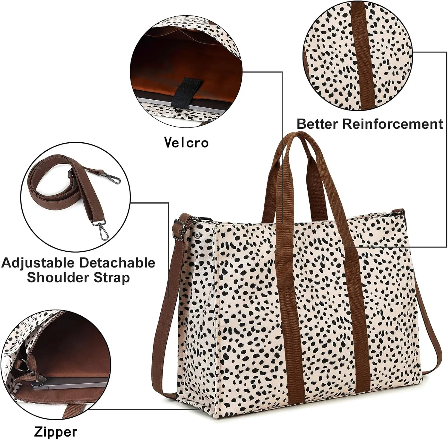 Laptop Tote Bag for Women Work 15.6 inch Canvas Shoulder Bags Computer Messenger Purse Teacher Handbag Office Briefcase