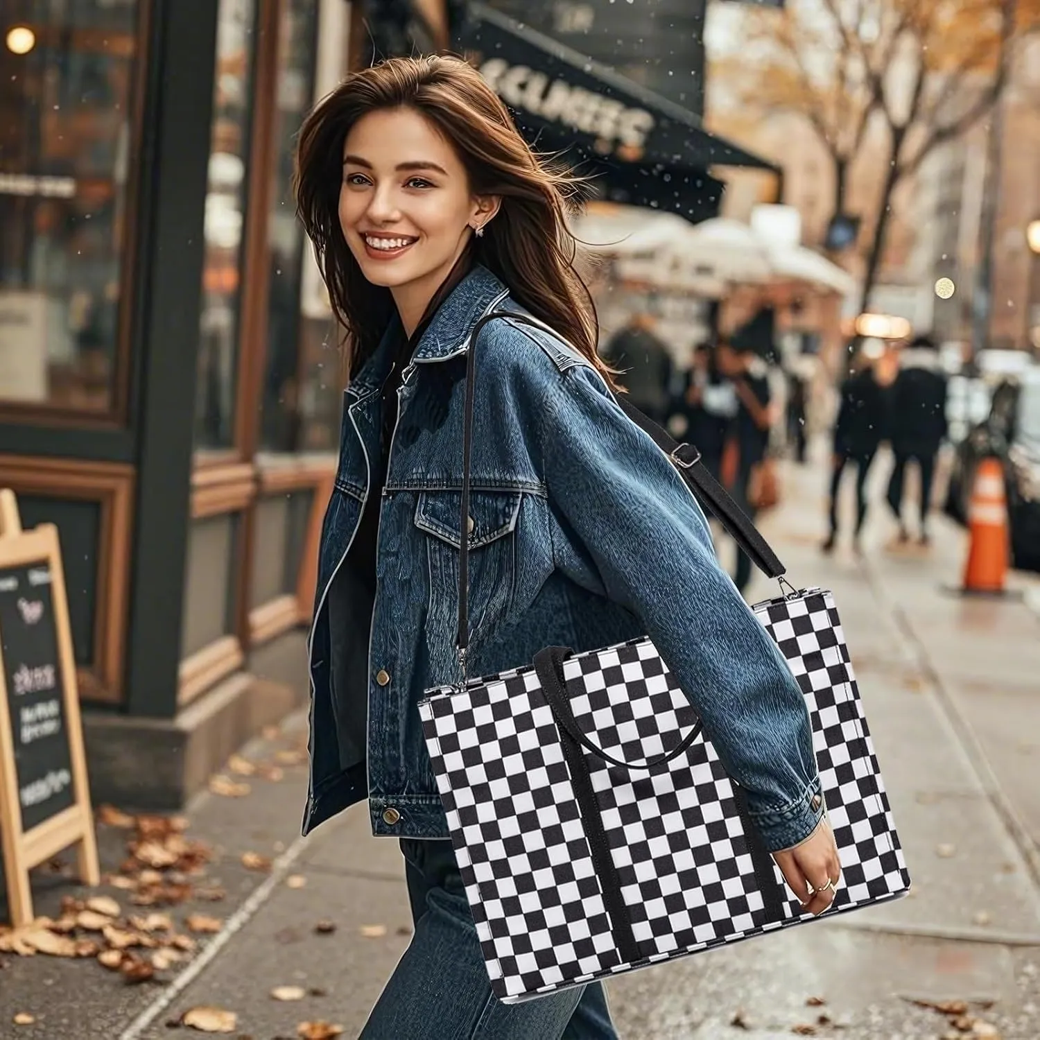 Laptop Tote Bag for Women Work 15.6 inch Canvas Shoulder Bags Computer Messenger Purse Teacher Handbag Office Briefcase