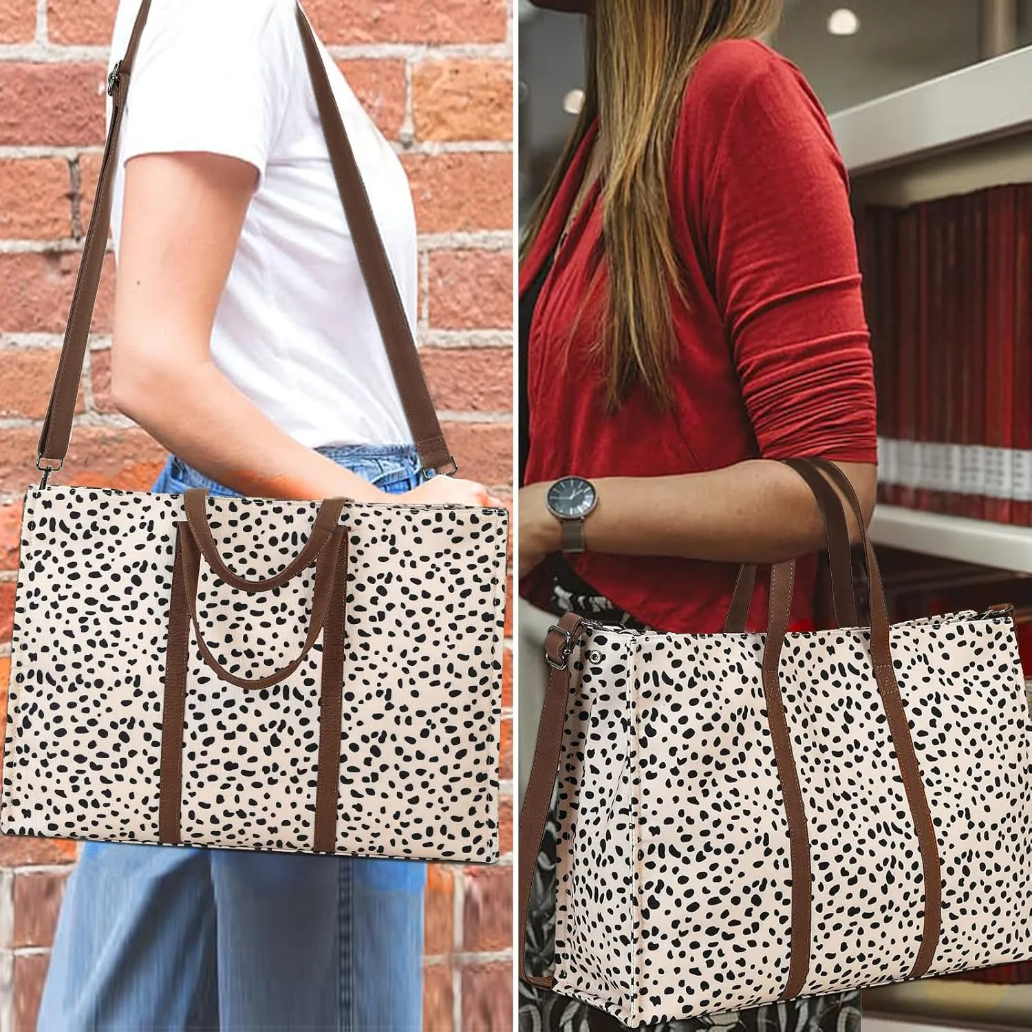 Laptop Tote Bag for Women Work 15.6 inch Canvas Shoulder Bags Computer Messenger Purse Teacher Handbag Office Briefcase
