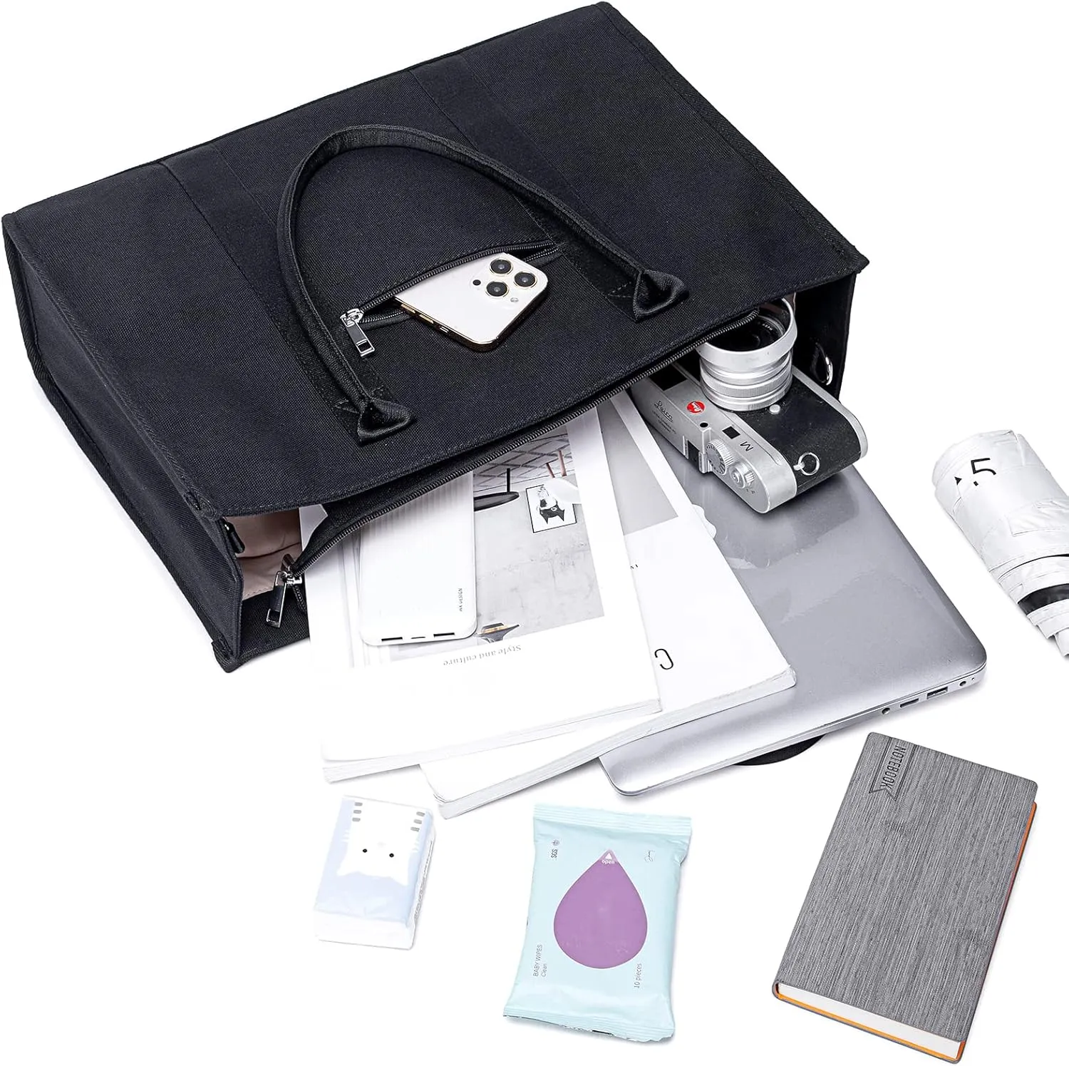 Laptop Tote Bag for Women Work 15.6 inch Canvas Shoulder Bags Computer Messenger Purse Teacher Handbag Office Briefcase
