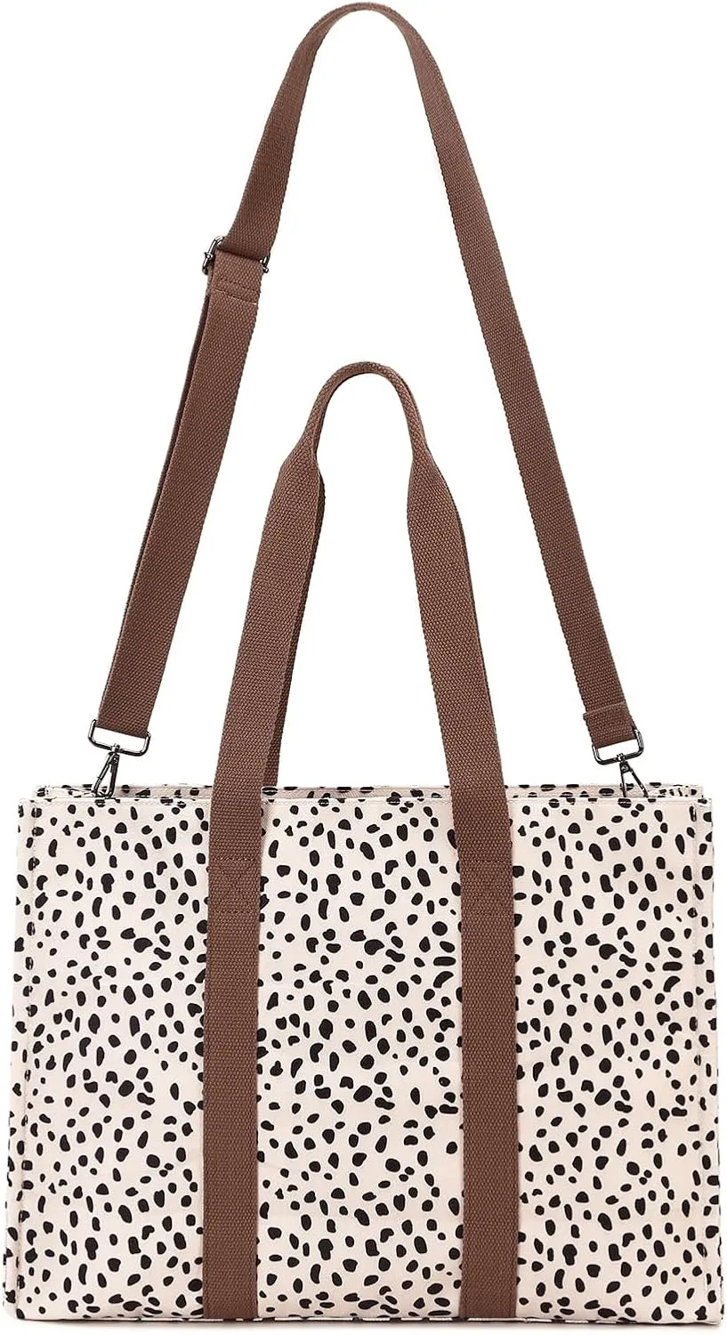 Laptop Tote Bag for Women Work 15.6 inch Canvas Shoulder Bags Computer Messenger Purse Teacher Handbag Office Briefcase