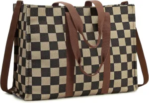 Laptop Tote Bag for Women Work 15.6 inch Canvas Shoulder Bags Computer Messenger Purse Teacher Handbag Office Briefcase