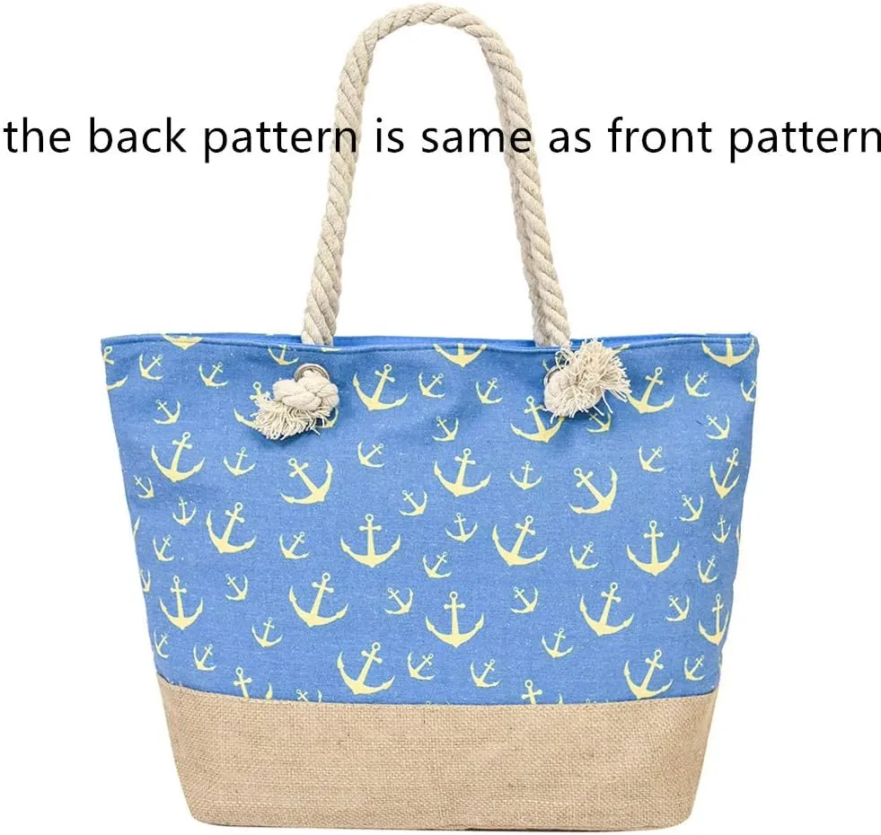 Large Beach Travel Canvas Tote Cute Shoulder Shopping Bag