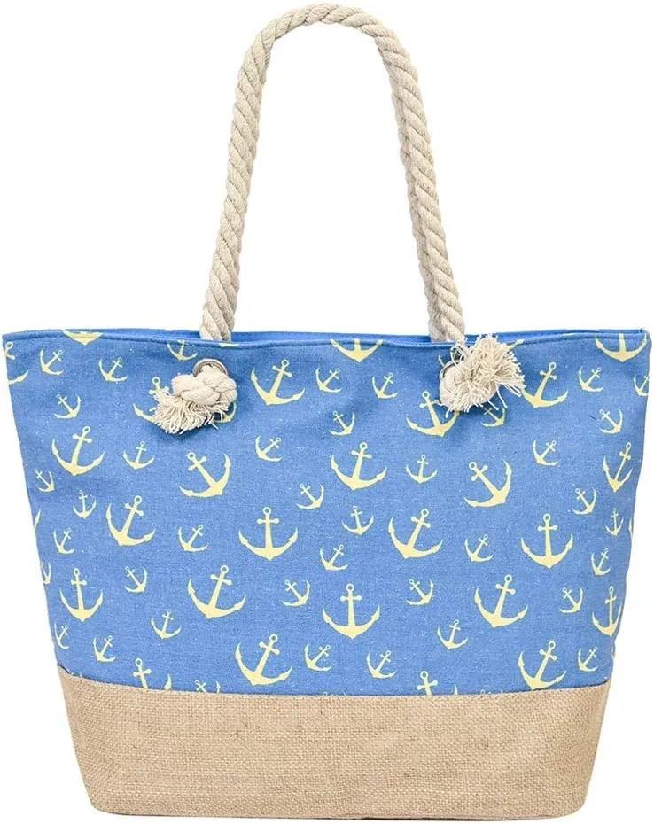 Large Beach Travel Canvas Tote Cute Shoulder Shopping Bag