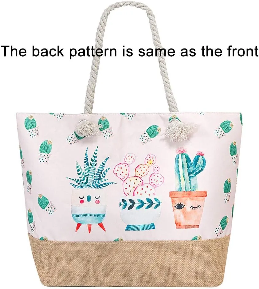 Large Beach Travel Canvas Tote Cute Shoulder Shopping Bag
