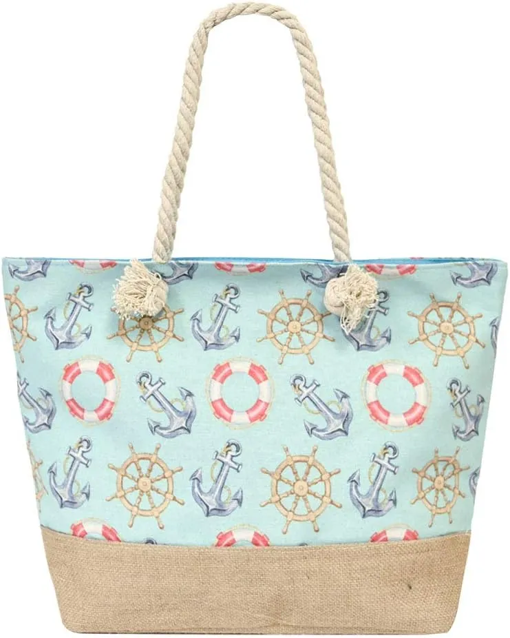 Large Beach Travel Canvas Tote Cute Shoulder Shopping Bag