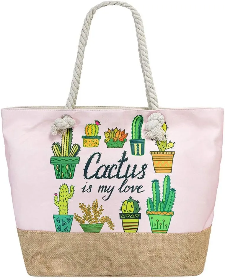 Large Beach Travel Canvas Tote Cute Shoulder Shopping Bag
