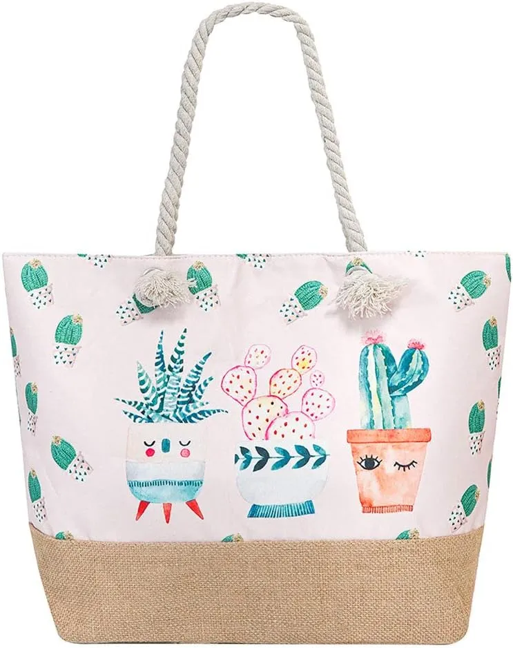 Large Beach Travel Canvas Tote Cute Shoulder Shopping Bag