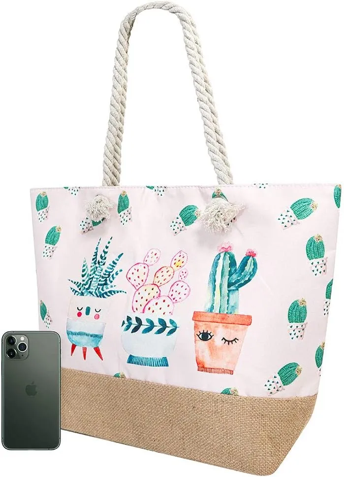 Large Beach Travel Canvas Tote Cute Shoulder Shopping Bag