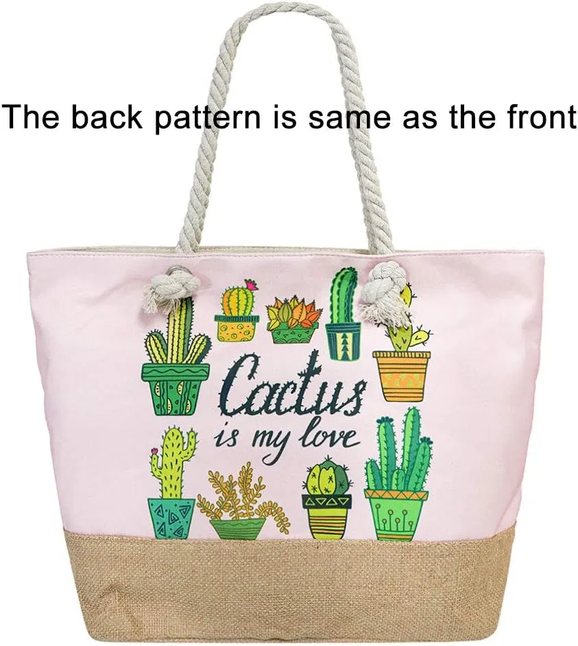 Large Beach Travel Canvas Tote Cute Shoulder Shopping Bag