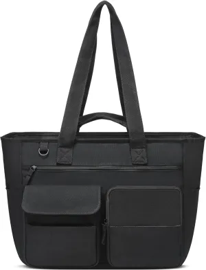 Large Canvas Tote Bag with Zipper and Pockets for Women Utility Totes with Laptop Compartment for Work School Travel