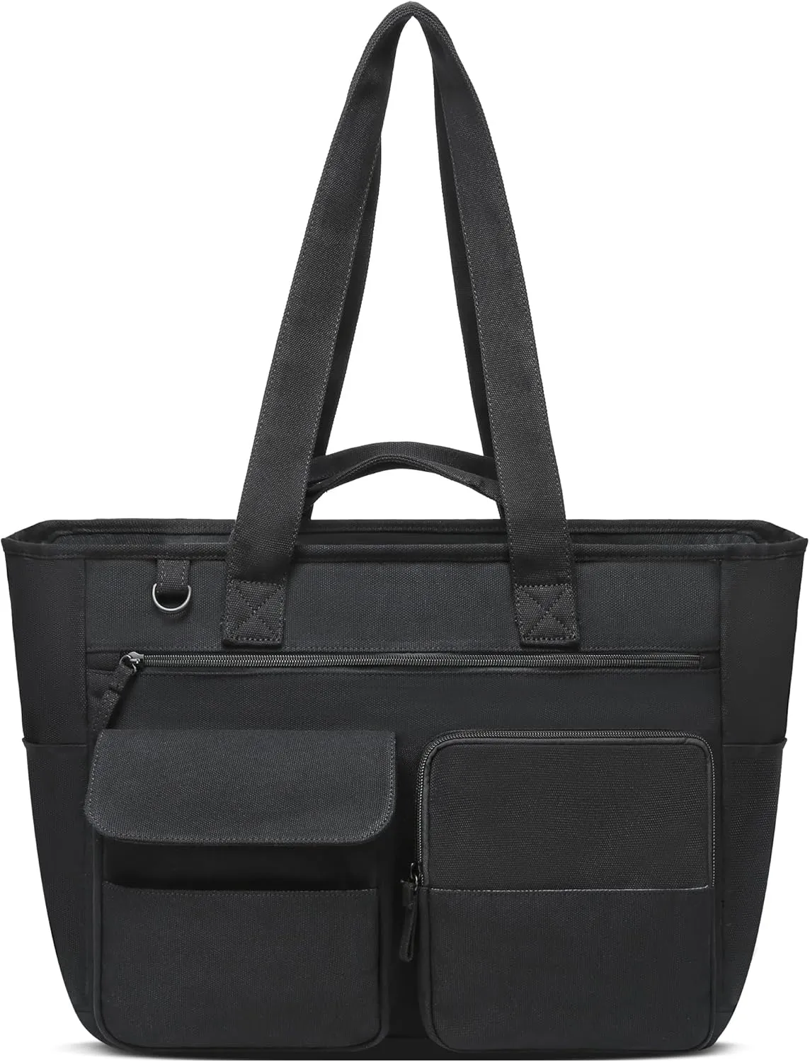 Large Canvas Tote Bag with Zipper and Pockets for Women Utility Totes with Laptop Compartment for Work School Travel