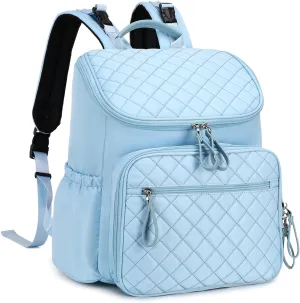Large Capacity Diaper Bag with Stroller Buckle, Water-Resistant Travel Backpack with Insulated Pockets (Nylon, Blue)