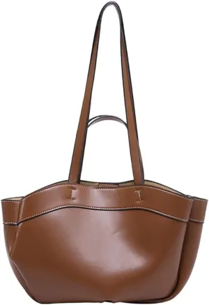 Large Capacity Tote Bag for Women Trendy PU Leather Shoulder Purse Handbags Work Shopping Top Handle Satchels