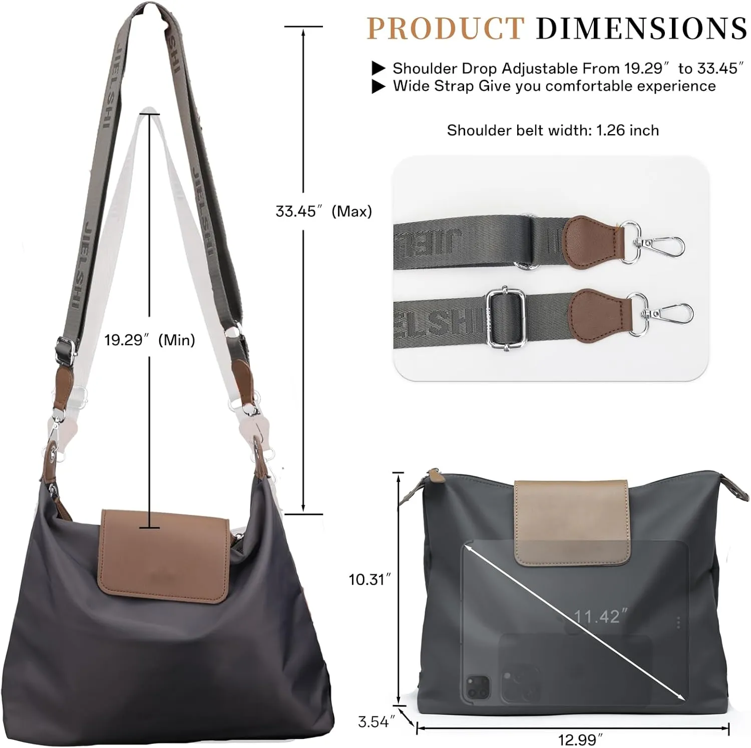 Large Crossbody Bag for Women Fabric Nylon Casual Commuter Bag Trendy Fashion Hobo Shoulder Bag Ladies Travel Handbag