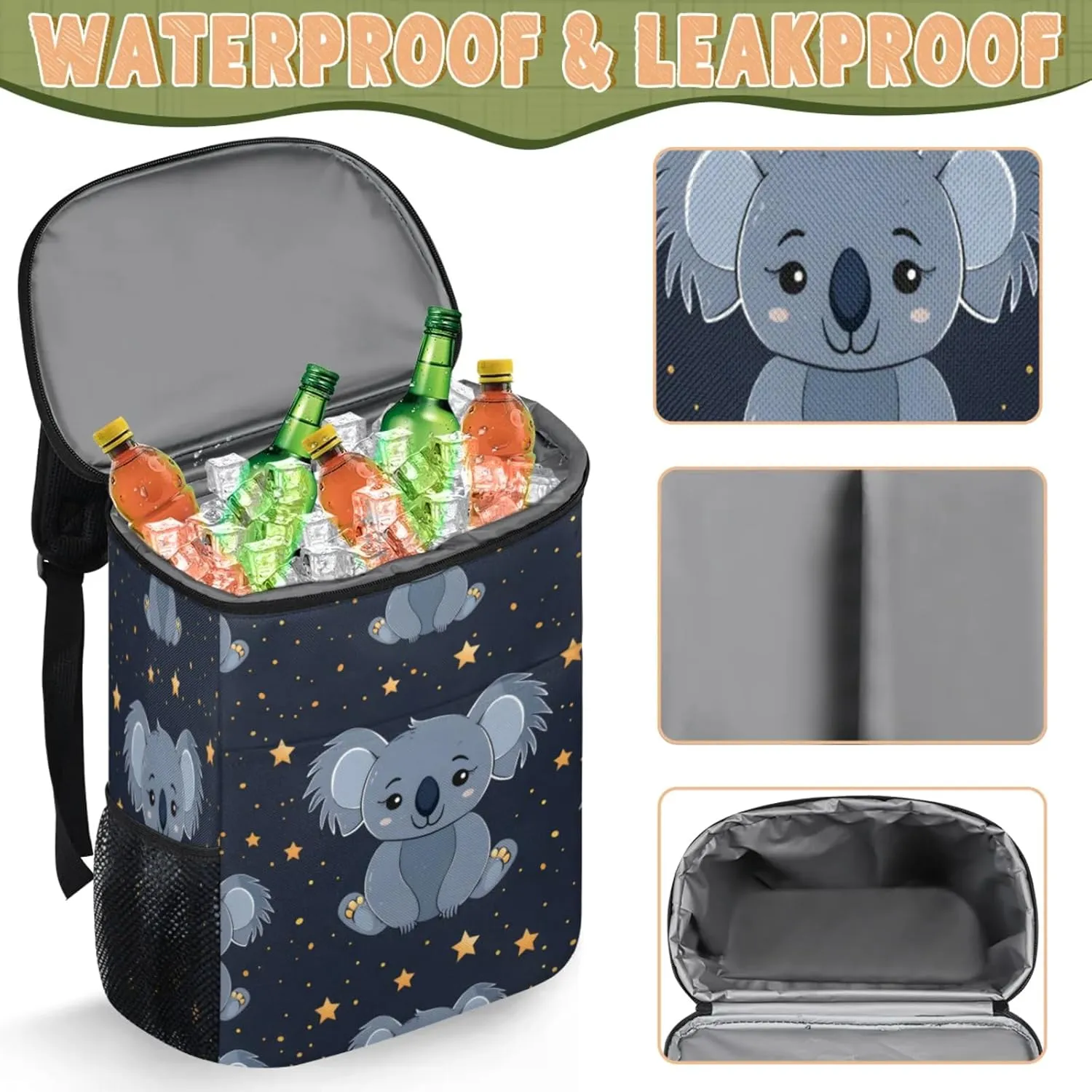 Large Insulated Cooler Backpack, Leak Proof Backpack 30 Cans, Cooler Bag for 12h Hot/Cold Retention