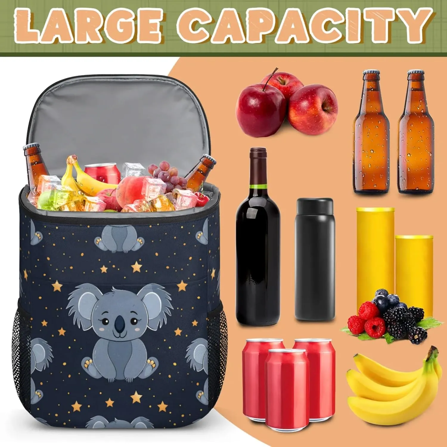 Large Insulated Cooler Backpack, Leak Proof Backpack 30 Cans, Cooler Bag for 12h Hot/Cold Retention