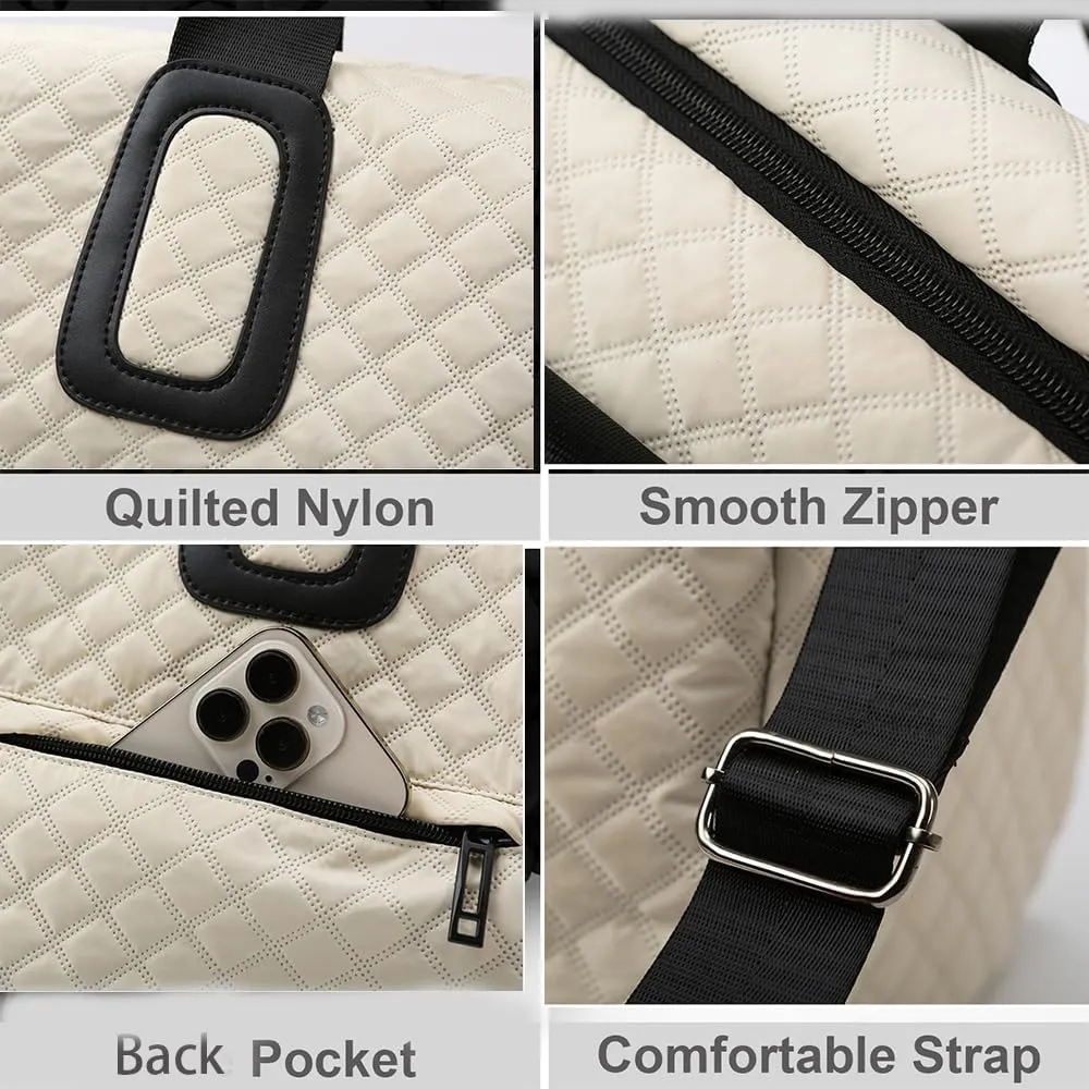 Large Tote Bag for Women, Lightweight Travel Tote Handbags, Puffer Tote Bag with Zipper, Yoga Bags Quilted Work Bag