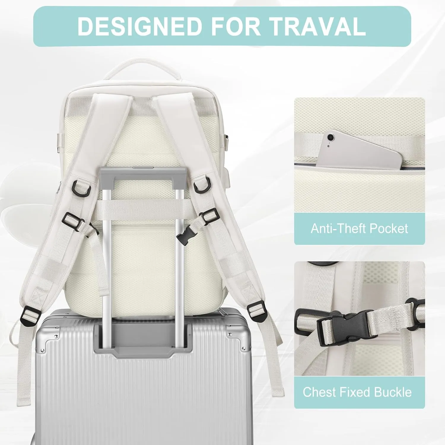Large Travel Backpack for Women Men, Waterproof Carry on Backpack for Flight Approved, Mochila de Viaje Personal Item Luggage Backpacks with Shoce Compartment, Bulto de Viaje Tiktok Backpacks