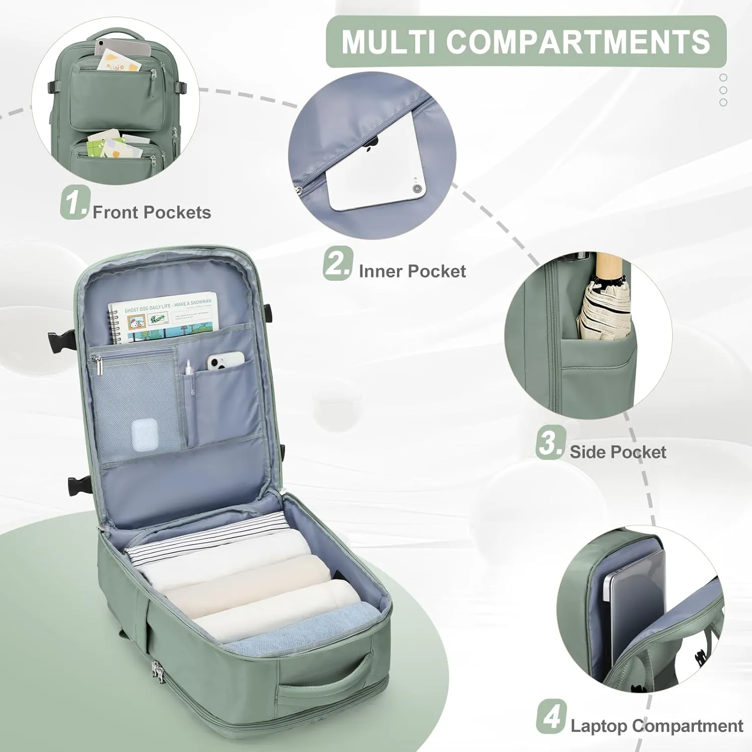 Large Travel Backpack for Women Men, Waterproof Carry on Backpack for Flight Approved, Mochila de Viaje Personal Item Luggage Backpacks with Shoce Compartment, Bulto de Viaje Tiktok Backpacks