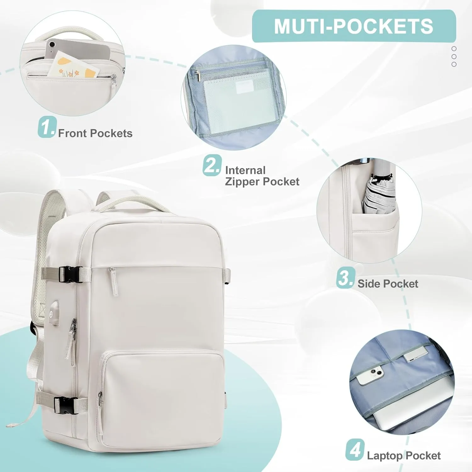 Large Travel Backpack for Women Men, Waterproof Carry on Backpack for Flight Approved, Mochila de Viaje Personal Item Luggage Backpacks with Shoce Compartment, Bulto de Viaje Tiktok Backpacks