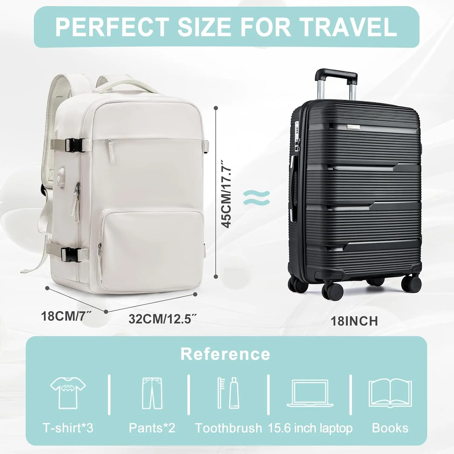 Large Travel Backpack for Women Men, Waterproof Carry on Backpack for Flight Approved, Mochila de Viaje Personal Item Luggage Backpacks with Shoce Compartment, Bulto de Viaje Tiktok Backpacks