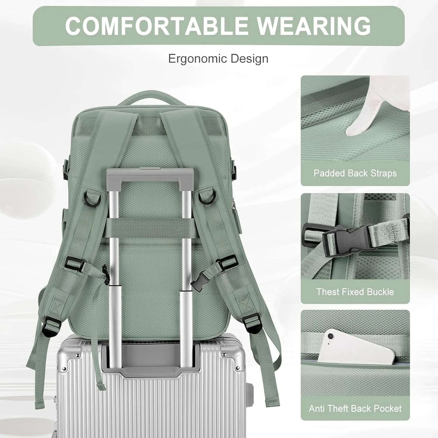 Large Travel Backpack for Women Men, Waterproof Carry on Backpack for Flight Approved, Mochila de Viaje Personal Item Luggage Backpacks with Shoce Compartment, Bulto de Viaje Tiktok Backpacks