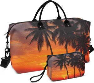 Large Travel Duffel Bag Sports Tote Gym Bag Overnight Weekender Bags Sunrise Beach Carry On Luggage with Toiletry Bags