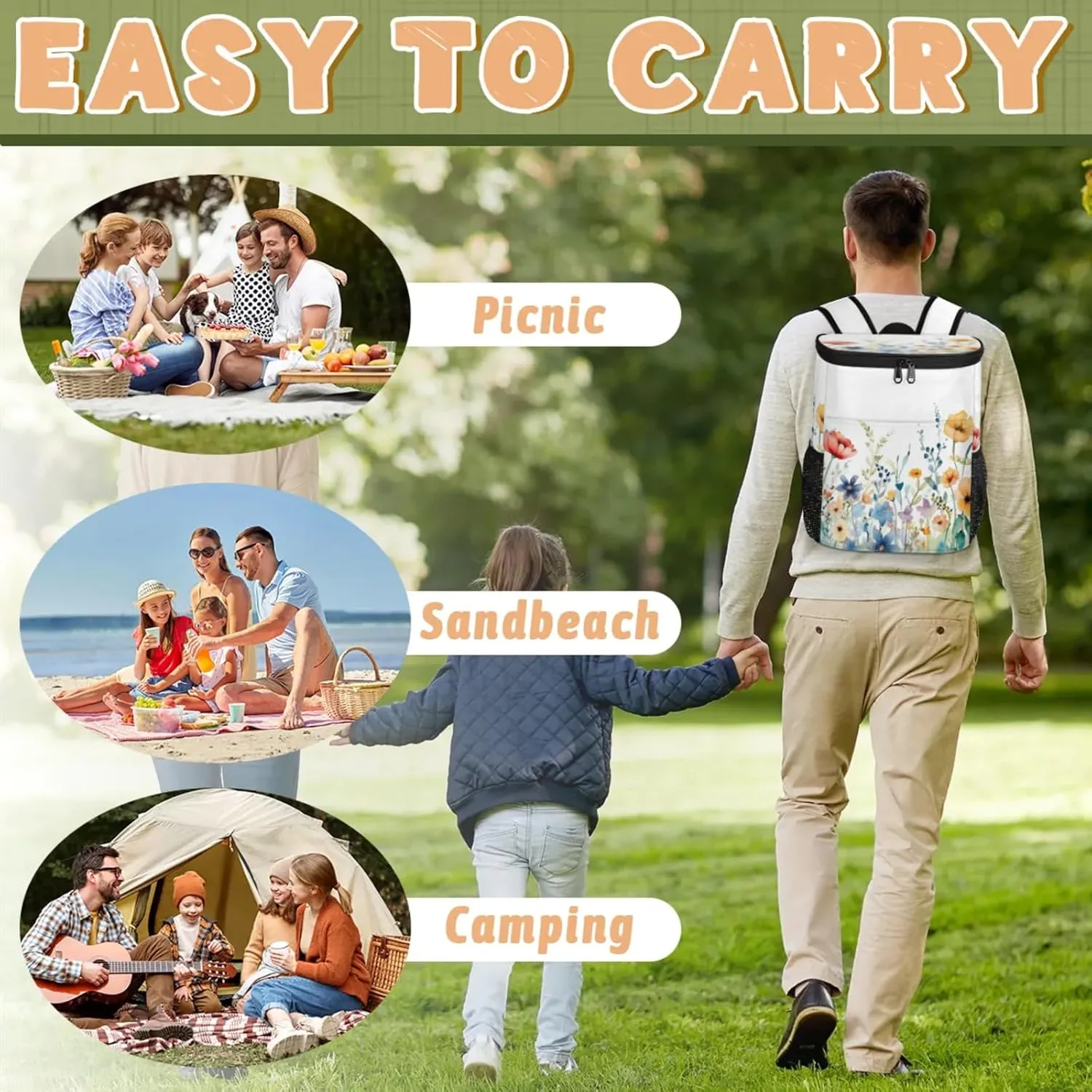 Large Waterproof Insulated Cooler Backpack, Leak Proof Backpack 30 Cans, Lightweight Cooler Bag for Camping