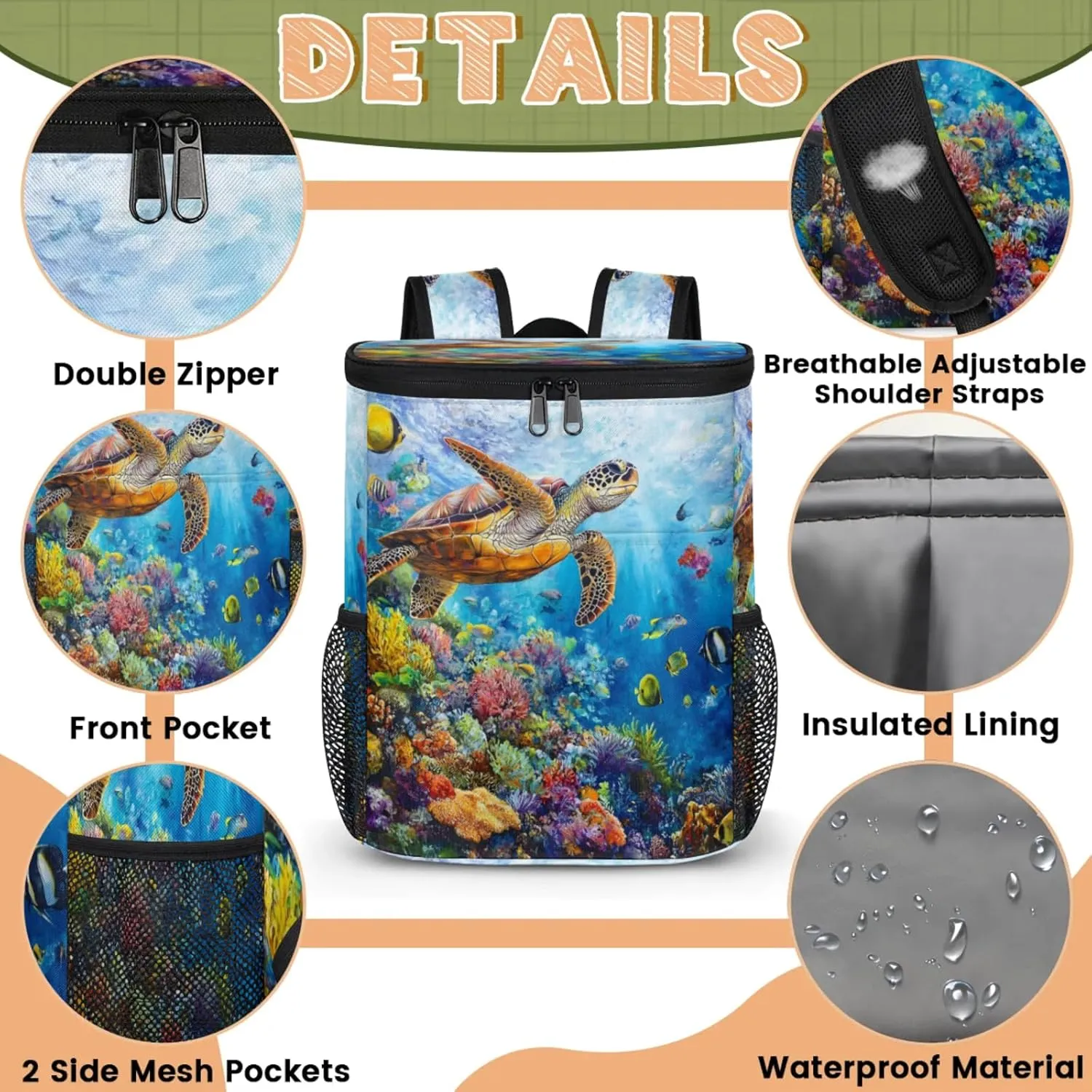 Large Waterproof Insulated Cooler Backpack, Leak Proof Cooler Backpack for Camping, Picnic Travel Outdoor