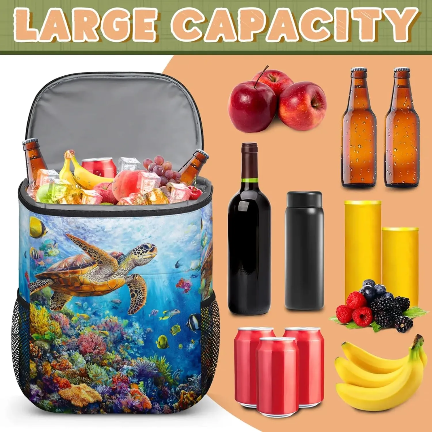 Large Waterproof Insulated Cooler Backpack, Leak Proof Cooler Backpack for Camping, Picnic Travel Outdoor