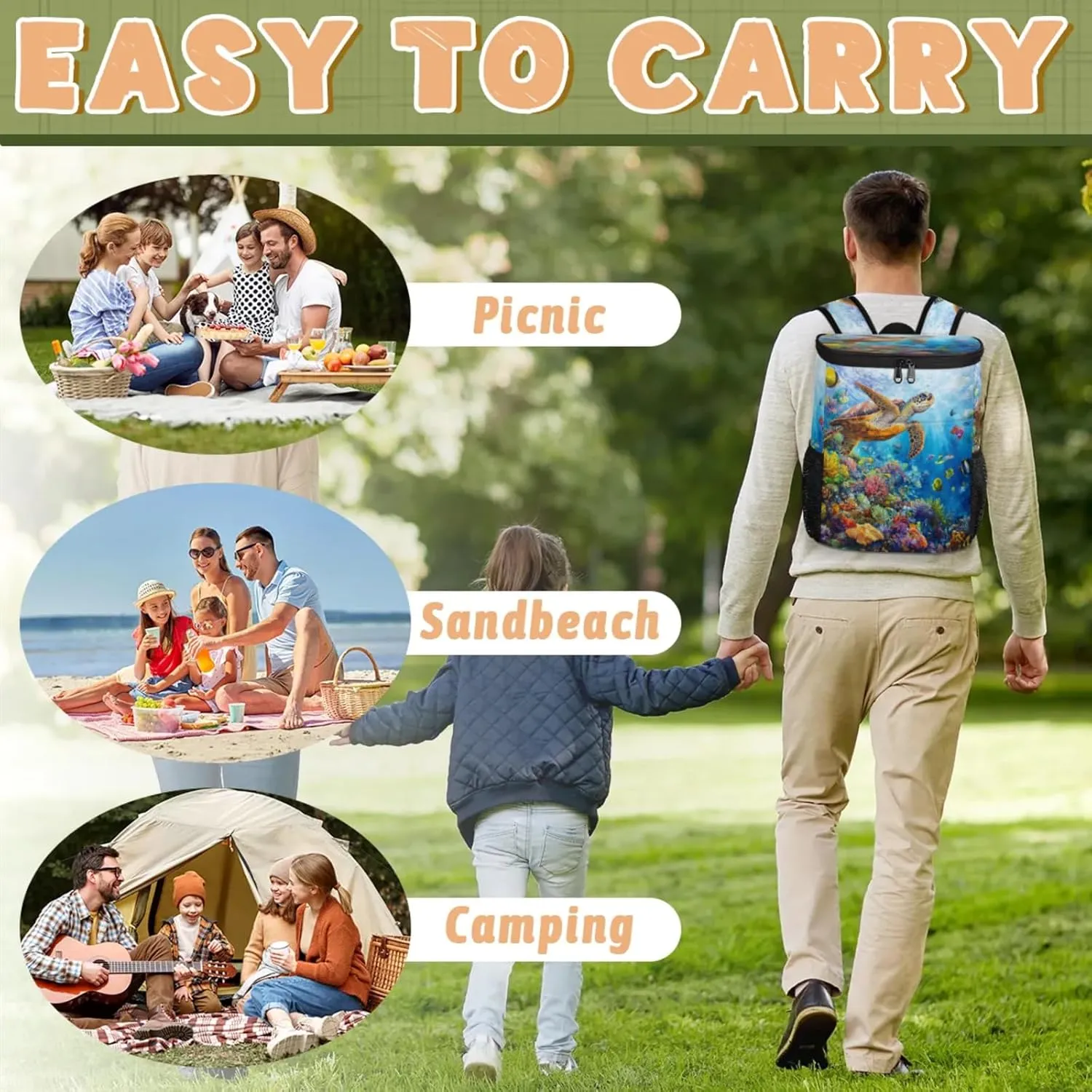 Large Waterproof Insulated Cooler Backpack, Leak Proof Cooler Backpack for Camping, Picnic Travel Outdoor