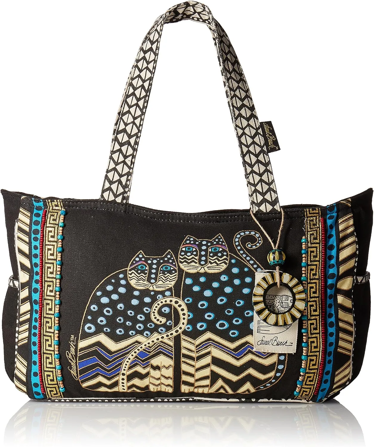 Laurel Burch Medium Tote Zipper Top 15.5"X4.5"X10"-Spotted Cats