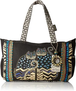 Laurel Burch Medium Tote Zipper Top 15.5"X4.5"X10"-Spotted Cats