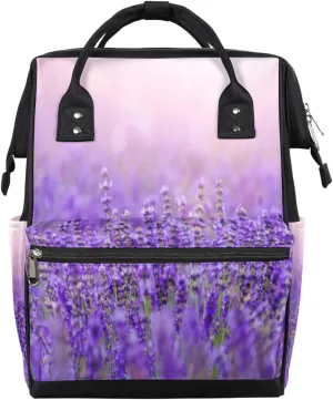 Lavender Flowers Plants Diaper Bag Tote Large Capacity Waterproof with Adjustable Shoulder Strap and Pram Straps Mommy Bag for Hospital Beach Weekender Travel