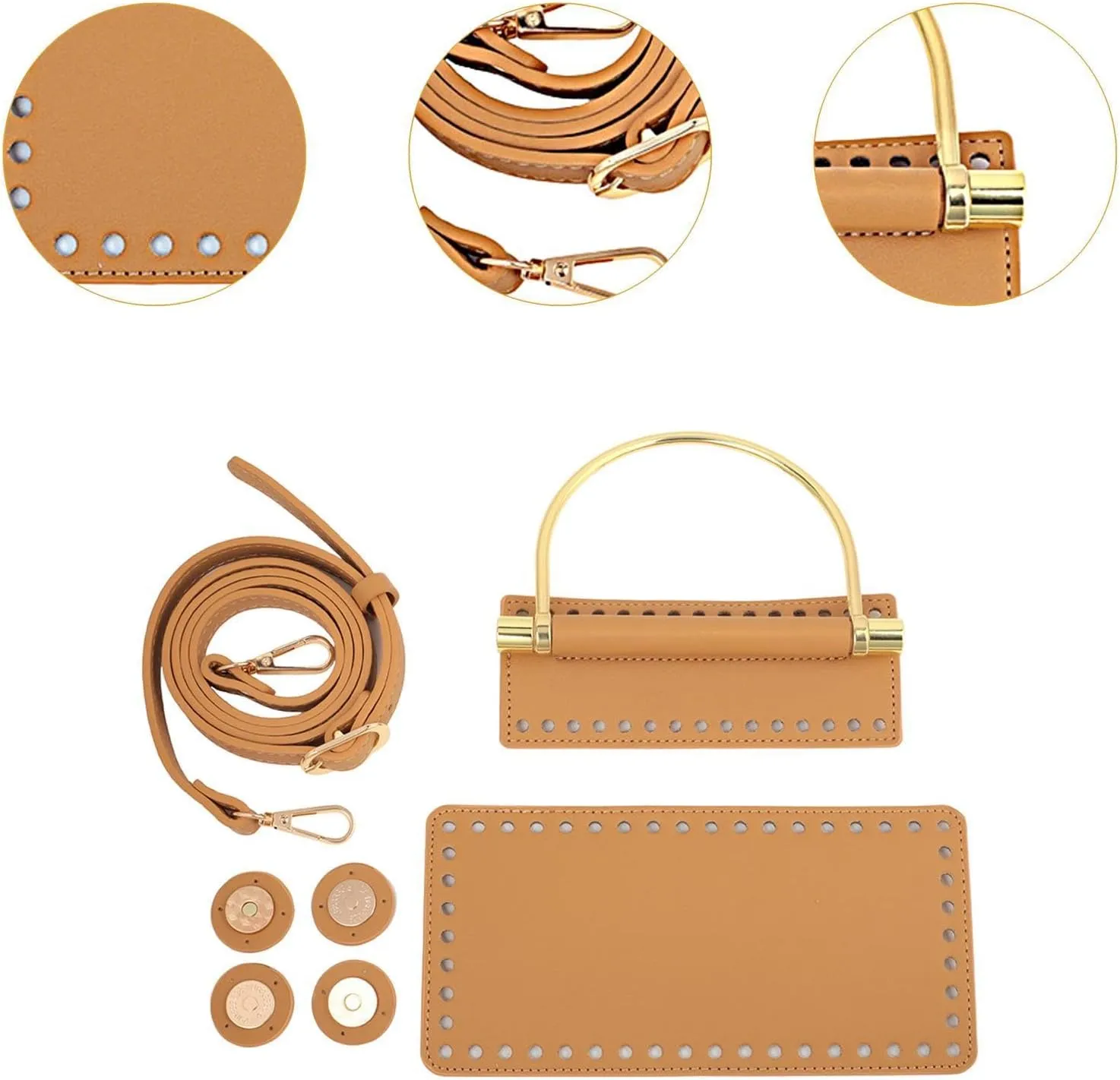 LCSVCCXA DIY PU Leather Crochet Bag Replacement Bottom Base for Mother Day Handbag Tote, Brown