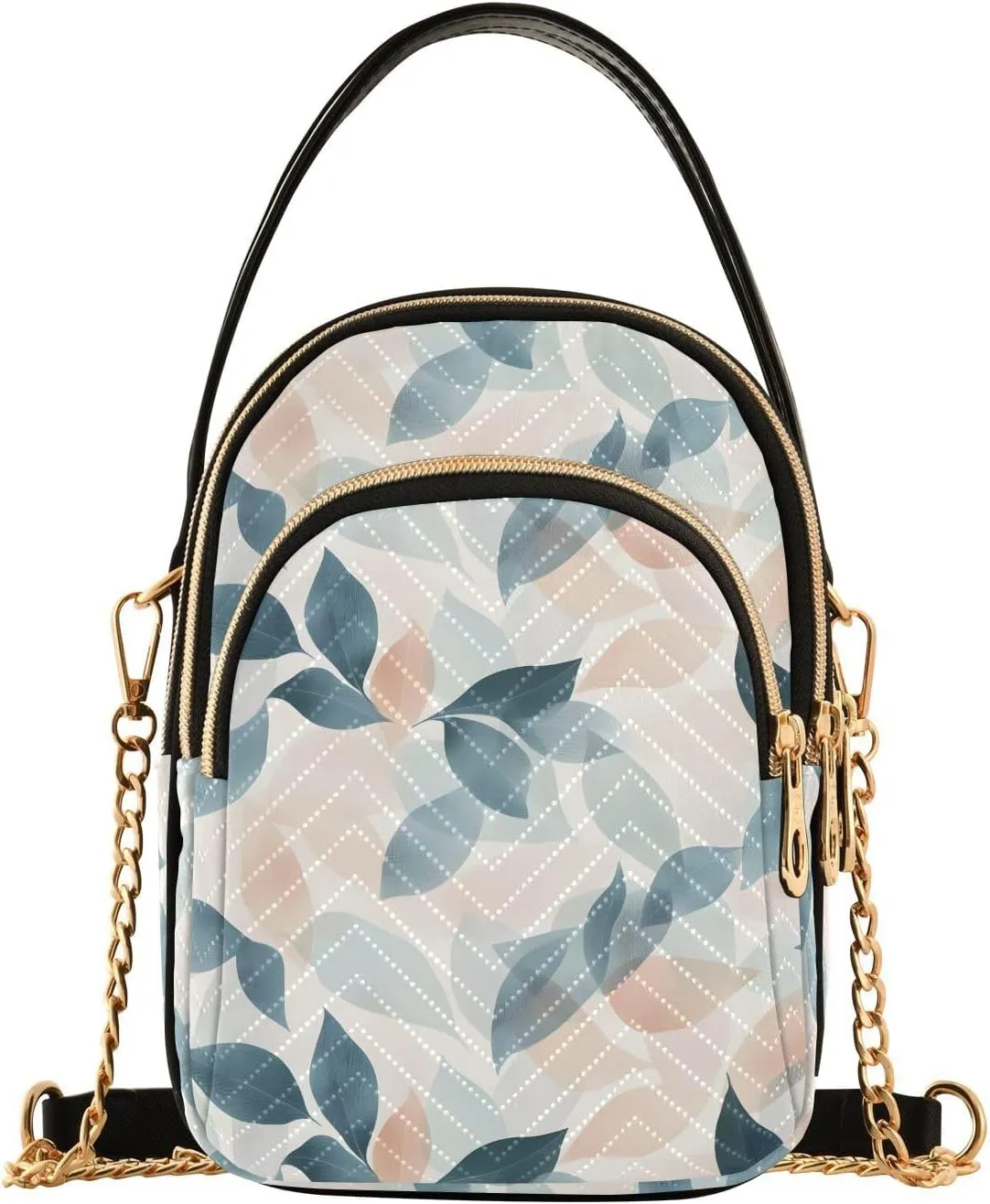Leafy Abstract Blend Shoulder Handbag for Girls Stylish Crossbody Handbags with Detachable Chain Shoulder Strap