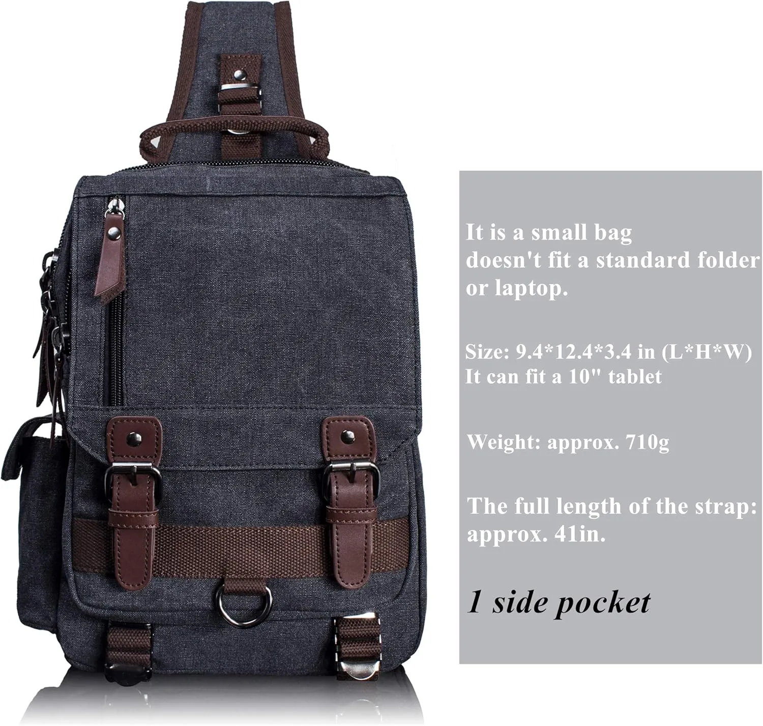 Leaper Retro Crossbody Bag Sling Bag Canvas Messenger Bag for Men Women Shoulder Bag Crossbody Handbags Satchel Travel Bag