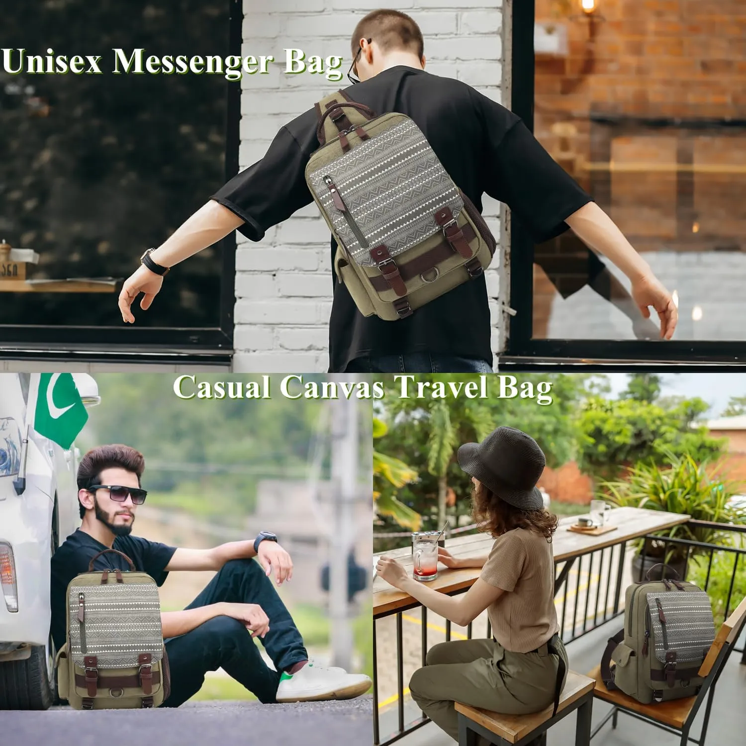 Leaper Retro Crossbody Bag Sling Bag Canvas Messenger Bag for Men Women Shoulder Bag Crossbody Handbags Satchel Travel Bag